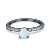 Art Deco Wedding Engagement Ring Simulated Cubic Zirconia Accent Vintage Bridal Ring Round 925 Sterling Silver