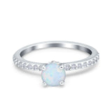Art Deco Wedding Engagement Ring Simulated Cubic Zirconia Accent Vintage Bridal Ring Round 925 Sterling Silver