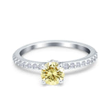 Art Deco Wedding Engagement Ring Simulated Cubic Zirconia Accent Vintage Bridal Ring Round 925 Sterling Silver
