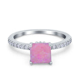 Cushion Cut Art Deco Vintage Engagement Wedding Bridal Ring Round Simulated Cubic Zirconia Accent 925 Sterling Silver