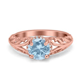 Art Deco Filigree Wedding Engagement Bridal Ring Round Simulated Cubic Zirconia 925 Sterling Silver