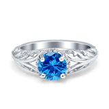 Art Deco Filigree Wedding Engagement Bridal Ring Round Simulated Cubic Zirconia 925 Sterling Silver