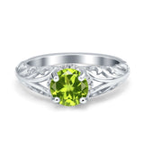 Art Deco Filigree Wedding Engagement Bridal Ring Round Simulated Cubic Zirconia 925 Sterling Silver