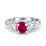 Art Deco Filigree Wedding Engagement Bridal Ring Round Simulated Cubic Zirconia 925 Sterling Silver