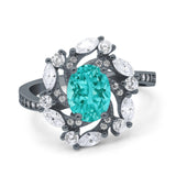Oval Vintage Art Deco Engagement Ring Simulated Cubic Zirconia 925 Sterling Silver