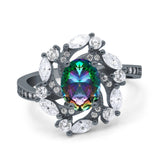 Oval Vintage Art Deco Engagement Ring Simulated Cubic Zirconia 925 Sterling Silver