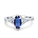 Marquise Art Deco Wedding Bridal Ring Simulated Cubic Zirconia 925 Sterling Silver