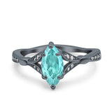 Marquise Art Deco Wedding Bridal Ring Simulated Cubic Zirconia 925 Sterling Silver