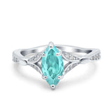Marquise Art Deco Wedding Bridal Ring Simulated Cubic Zirconia 925 Sterling Silver