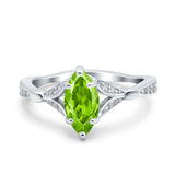 Marquise Art Deco Wedding Bridal Ring Simulated Cubic Zirconia 925 Sterling Silver