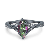Marquise Art Deco Wedding Bridal Ring Simulated Cubic Zirconia 925 Sterling Silver