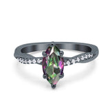 Infinity Twist Marquise Wedding Ring Simulated Cubic Zirconia 925 Sterling Silver