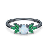 Marquise Wedding Ring Green Emerald Simulated Cubic Zirconia 925 Sterling Silver