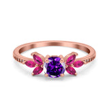 Marquise Wedding Ring Ruby Simulated Cubic Zirconia 925 Sterling Silver