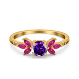 Marquise Wedding Ring Ruby Simulated Cubic Zirconia 925 Sterling Silver