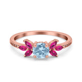 Marquise Wedding Ring Ruby Simulated Cubic Zirconia 925 Sterling Silver