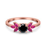 Marquise Wedding Ring Ruby Simulated Cubic Zirconia 925 Sterling Silver