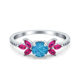 Marquise Wedding Ring Ruby Simulated Cubic Zirconia 925 Sterling Silver
