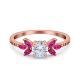 Marquise Wedding Ring Ruby Simulated Cubic Zirconia 925 Sterling Silver