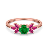 Marquise Wedding Ring Ruby Simulated Cubic Zirconia 925 Sterling Silver