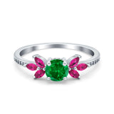 Marquise Wedding Ring Ruby Simulated Cubic Zirconia 925 Sterling Silver