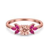 Marquise Wedding Ring Ruby Simulated Cubic Zirconia 925 Sterling Silver
