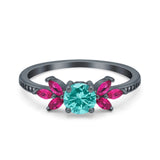 Marquise Wedding Ring Ruby Simulated Cubic Zirconia 925 Sterling Silver