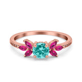 Marquise Wedding Ring Ruby Simulated Cubic Zirconia 925 Sterling Silver