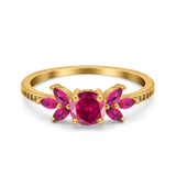 Marquise Wedding Ring Ruby Simulated Cubic Zirconia 925 Sterling Silver