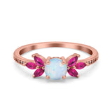 Marquise Wedding Ring Ruby Simulated Cubic Zirconia 925 Sterling Silver