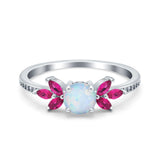 Marquise Wedding Ring Ruby Simulated Cubic Zirconia 925 Sterling Silver