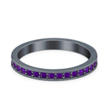 Full Eternity Stackable Band Wedding Ring Simulated CZ 925 Sterling Silver
