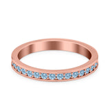 Full Eternity Stackable Band Wedding Ring Simulated CZ 925 Sterling Silver
