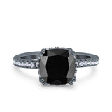 Half Eternity Art Deco Cushion Cut Wedding Engagement Bridal Ring Round Simulated Cubic Zirconia 925 Sterling Silver