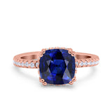 Half Eternity Art Deco Cushion Cut Wedding Engagement Bridal Ring Round Simulated Cubic Zirconia 925 Sterling Silver