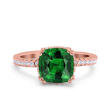 Half Eternity Art Deco Cushion Cut Wedding Engagement Bridal Ring Round Simulated Cubic Zirconia 925 Sterling Silver