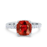 Half Eternity Art Deco Cushion Cut Wedding Engagement Bridal Ring Round Simulated Cubic Zirconia 925 Sterling Silver