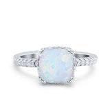 Half Eternity Art Deco Cushion Cut Wedding Engagement Bridal Ring Round Simulated Cubic Zirconia 925 Sterling Silver