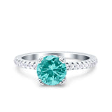 Art Deco Wedding Engagement Bridal Ring Half Eternity Round Simulated Cubic Zirconia 925 Sterling Silver