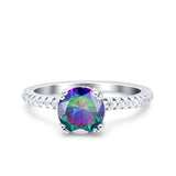 Art Deco Wedding Engagement Bridal Ring Half Eternity Round Simulated Cubic Zirconia 925 Sterling Silver