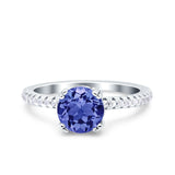 Art Deco Wedding Engagement Bridal Ring Half Eternity Round Simulated Cubic Zirconia 925 Sterling Silver