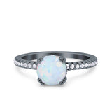 Art Deco Wedding Engagement Bridal Ring Half Eternity Round Simulated Cubic Zirconia 925 Sterling Silver