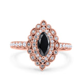 Halo Vintage Style Art Deco Solitaire Accent Marquise Wedding Engagement Ring Round Simulated Cubic Zirconia 925 Sterling Silver