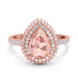 Teardrop Pear Art Deco Vintage Engagement Ring Round Simulated Cubic Zirconia 925 Sterling Silver