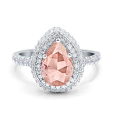 Teardrop Pear Art Deco Vintage Engagement Ring Round Simulated Cubic Zirconia 925 Sterling Silver