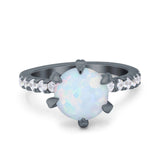 Vintage Art Deco Wedding Ring Round Simulated Cubic Zirconia 925 Sterling Silver