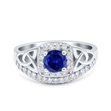 Celtic Art Deco Wedding Bridal Engagement Ring Simulated Cubic Zirconia 925 Sterling Silver