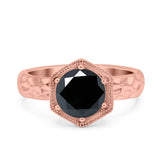 Art Deco Engagement Bridal Ring Hexagon Round Simulated Cubic Zirconia 925 Sterling Silver