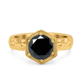Art Deco Engagement Bridal Ring Hexagon Round Simulated Cubic Zirconia 925 Sterling Silver