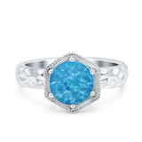 Art Deco Engagement Bridal Ring Hexagon Round Simulated Cubic Zirconia 925 Sterling Silver